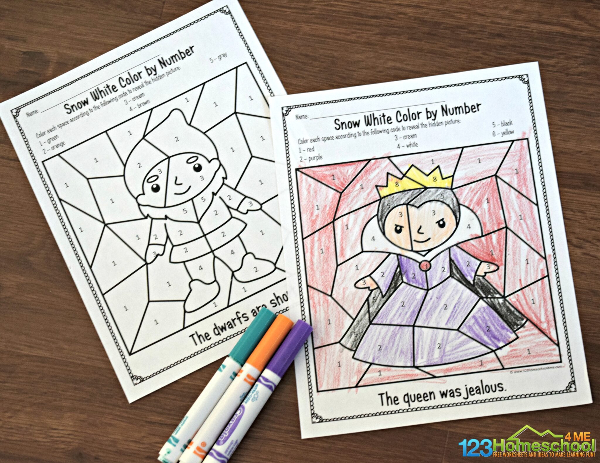 Princess Color by Number Printables