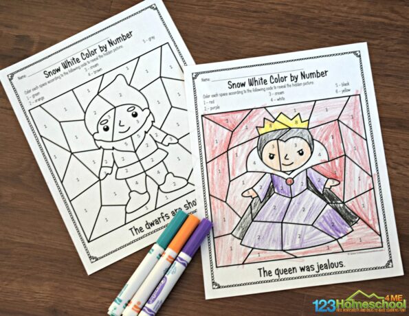 Princess Color by Number Printables