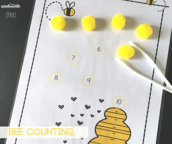 FREE Printable Bee Math Counting Activity