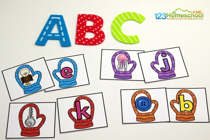 FREE Printable Beginning Sounds Mitten Matching Game