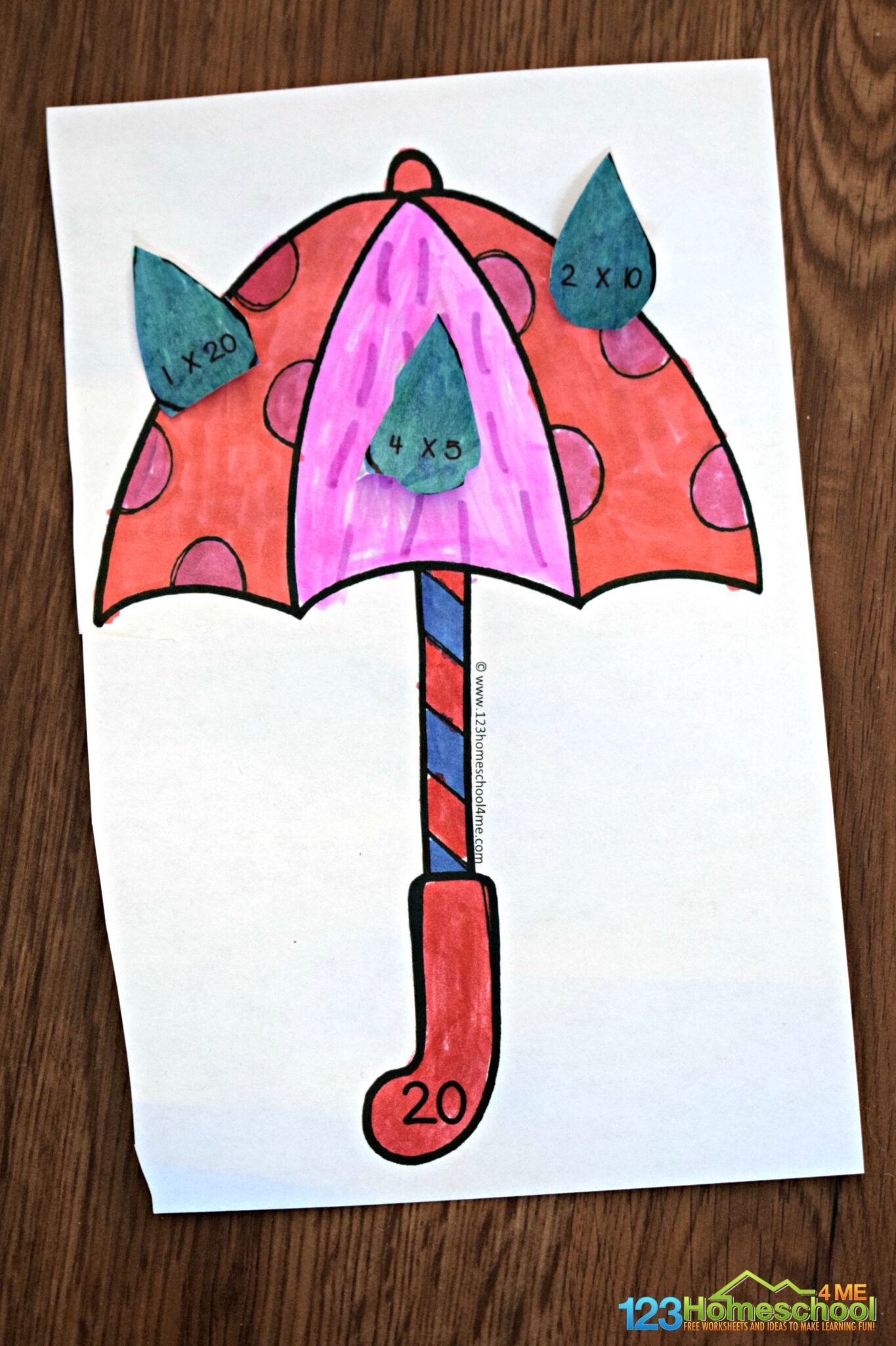 ☔ Cute, FREE Printable Spring Multiplication Math Craft