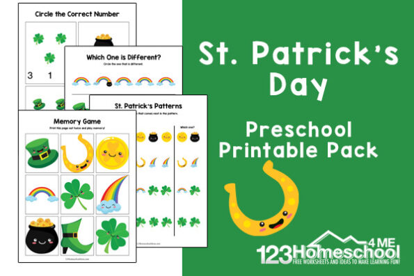 🍀 FREE St Patrick's Day Printable Worksheets for Preschoolers