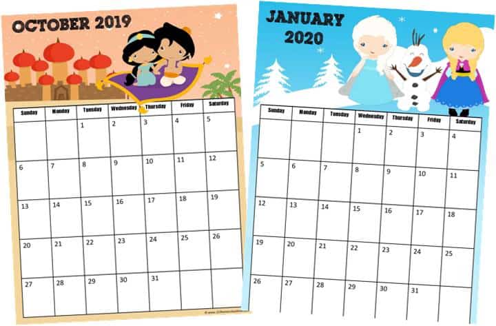 Free Printable Free Printable Disney Calendar 2021