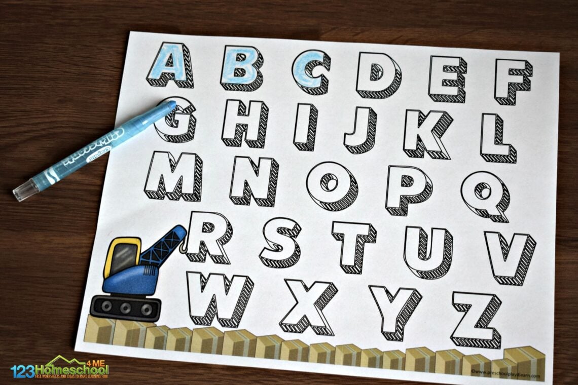 🚧 FREE Construction Theme Letter Tracing Worksheets