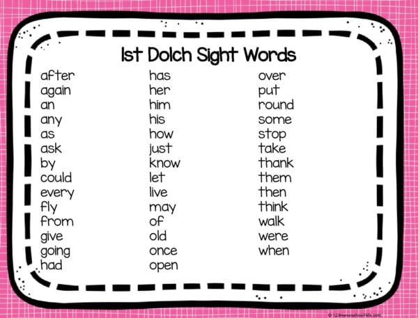 FREE Printable Sight Words List