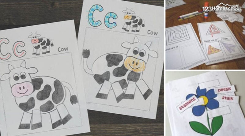 tons of free cut and paste worksheets for kids of all ages form preschoolers, kindergartners, first graders, 2nd graders and more