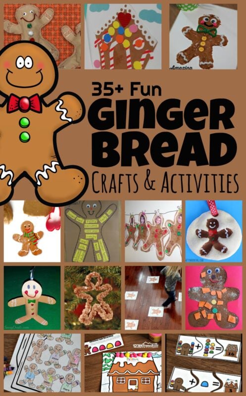 If you are looking for lots of really fun Gingerbread Crafts and Gingerbread Activities to celebrate the holiday season this December, you are going to love these super cute,  fun-to-make projects! All these gingerbread craft ideas are perfect for toddler, preschool, pre-k, kindergarten, first grade, and 2nd grade students.