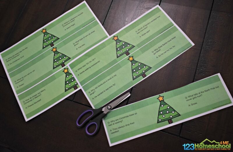 Cute, FREE printable Christmas Name Cards feature kid friendly jokes that make great conversation starters for your holiday meal in December!