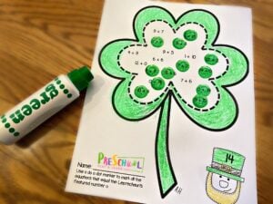 do a dot printables for kids to practice math in March using bingo markers
