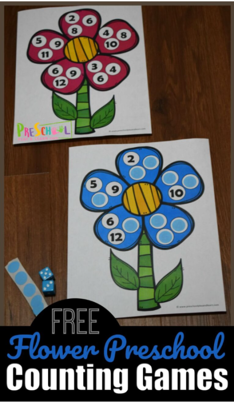 Kids will have fun practicing counting 1-12 with this super cute flower counting activity. In this spring math, children will work on two important early math skills: number sense for numbers 1-6 and addition to 12. This spring activity for preschoolers is NO PREP and a fun preschool counting game for pre-k and kindergarten students. Simply print spring worksheets for preschool and you are ready to play and learn with a spring math activities for preschoolers