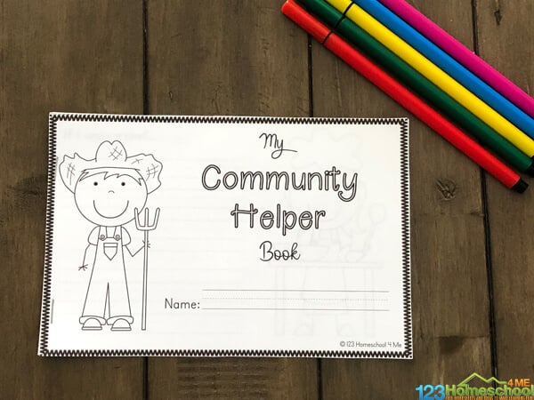 Community Workers Book for kids to color, fill in and learn for preschool, pre k, kindergarten, grade 1