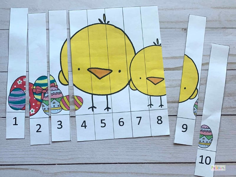 FREE Preschool Counting Puzzles Easter Printables Activity