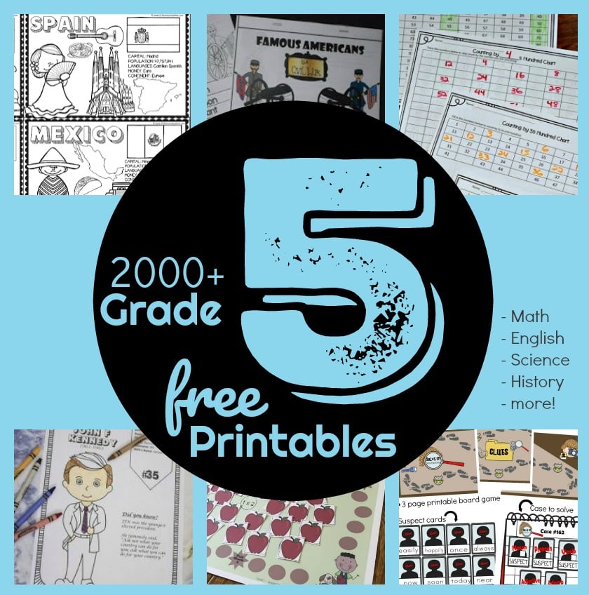 free printable 5th grade worksheets