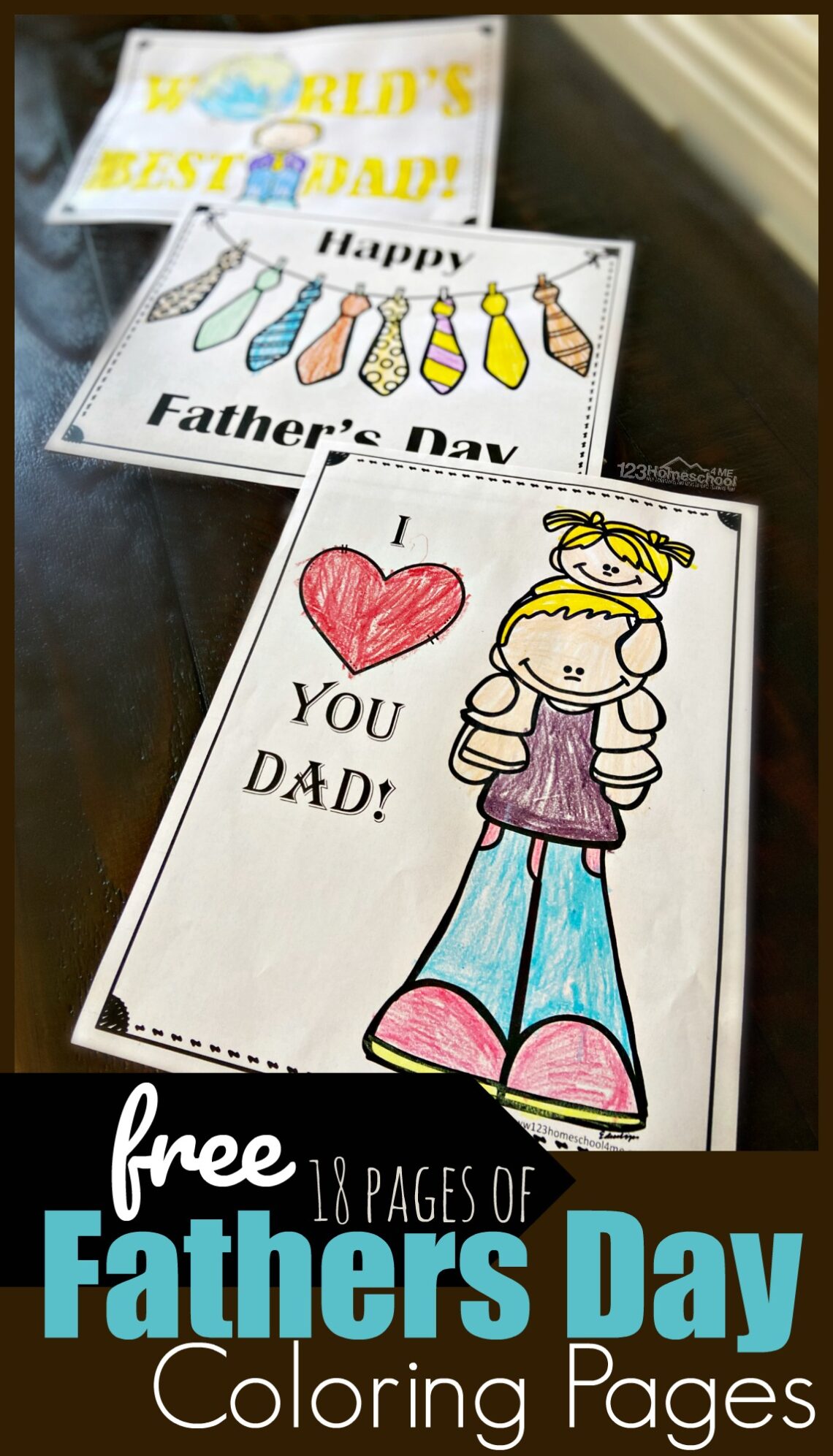 Celebrate Day this Father's Day with these 19 super cute, free printable, Fathers Day Coloring Pages. There are lots to choose from in this large pack so you'll find just the right one to tell Dad you love him!