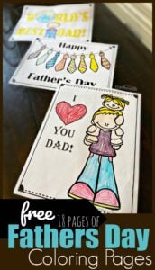 Celebrate Day this Father's Day with these 19 super cute, free printable, Fathers Day Coloring Pages. There are lots to choose from in this large pack so you'll find just the right one to tell Dad you love him!