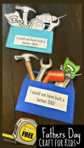 FREE Toolbox Fathers Day Craft - This super cute, toolbox themed Fathers Day Craft is such a fun craft kids can make for Dad to celebrate Father's Day on June 21st. Simply print the free template, cute, color, fill in and present your gift to Daddy!
