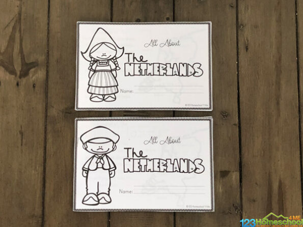 🌷 FREE Netherlands for Kids Printable Book to Color and Learn