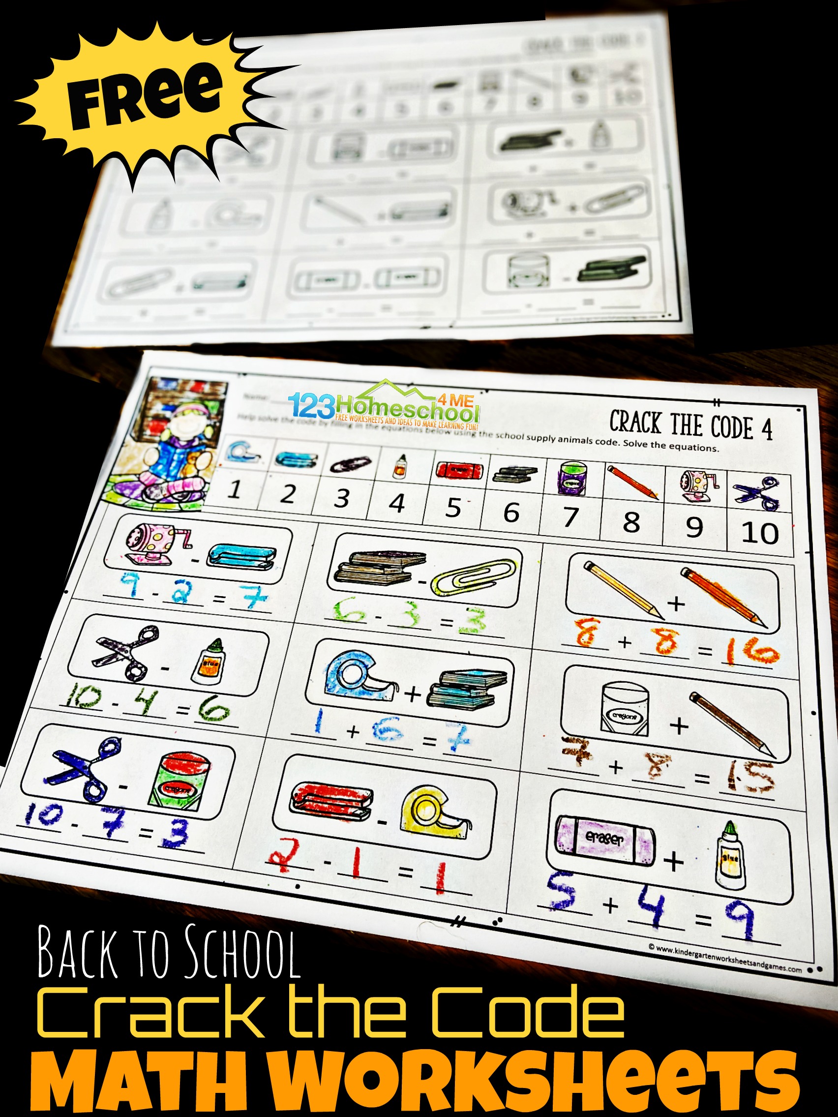  FREE Back To School Crack The Code Worksheets For First Day Activity
