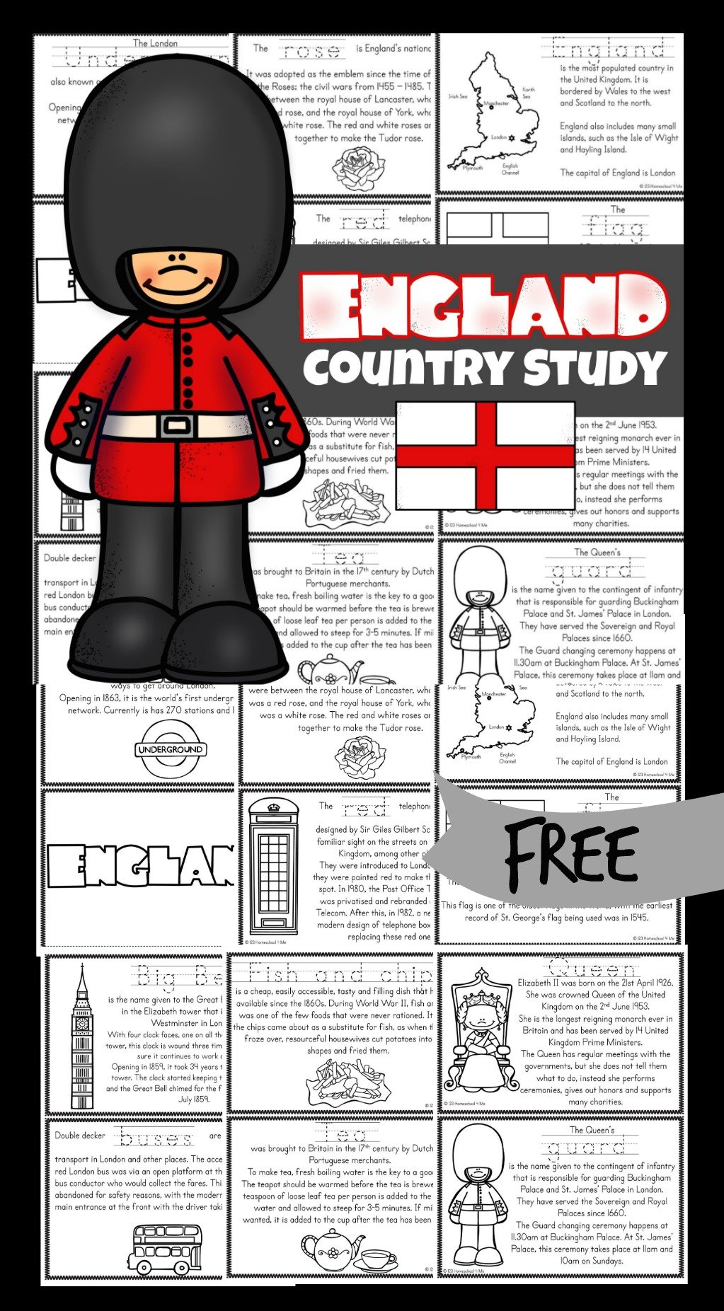 💂‍♀️ FREE England for Kids Printable Reader to Color, Read, and Learn!