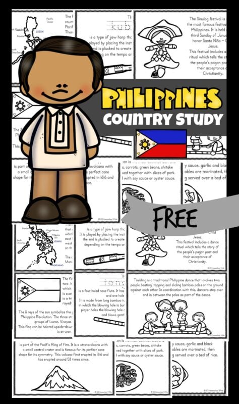 FREE Philippines for Kids Reader - Join me as we take a virtual trip to the Philippines - a country in Asia that is made up of more than 7,000 islands! Download the free printable book Philippines for kids that students will color, read, and learn fascinating facts like the varied animals, hundreds of orchid varieties, beautiful beaches, and delicious fruit! This is a great way to learn about other countries and geography with pre k, kindergarten, first grade, 2nd grade, 3rd grade, 4th grade, 5th grade, and 6th grade children.