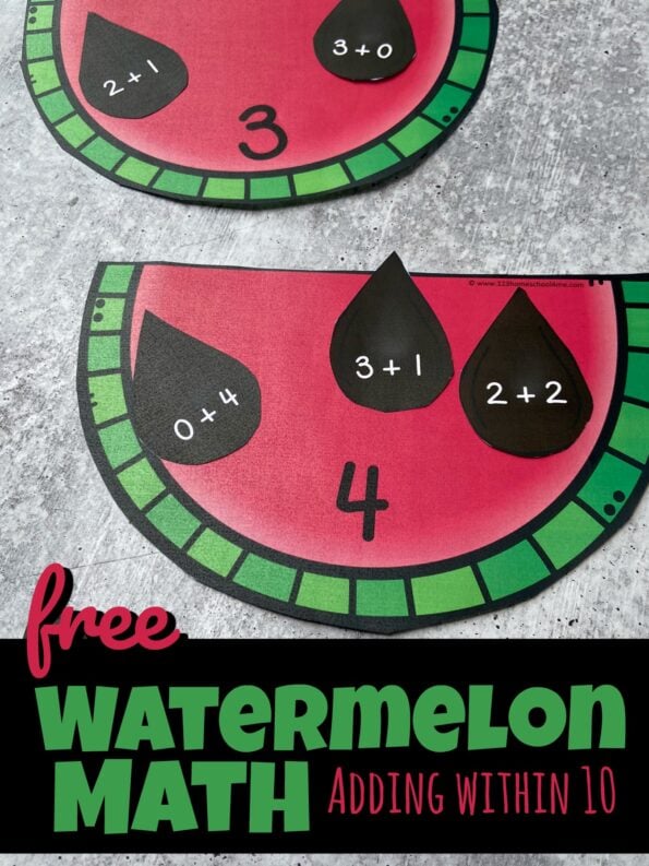 🍉 FREE Watermelon Math - Addition within 10 Activity