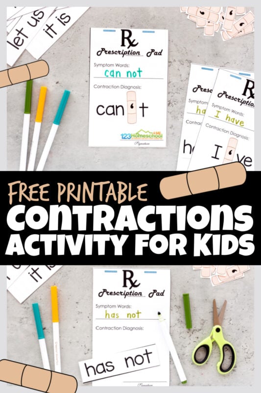 Free Band Aid Contractions Activity Free Printable Grammar Game For Kids