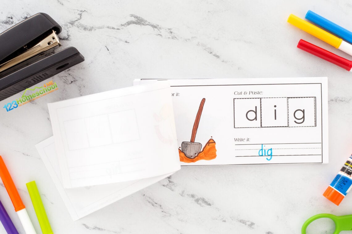 FREE Printable Short i CVC Words Cut and Paste Worksheets