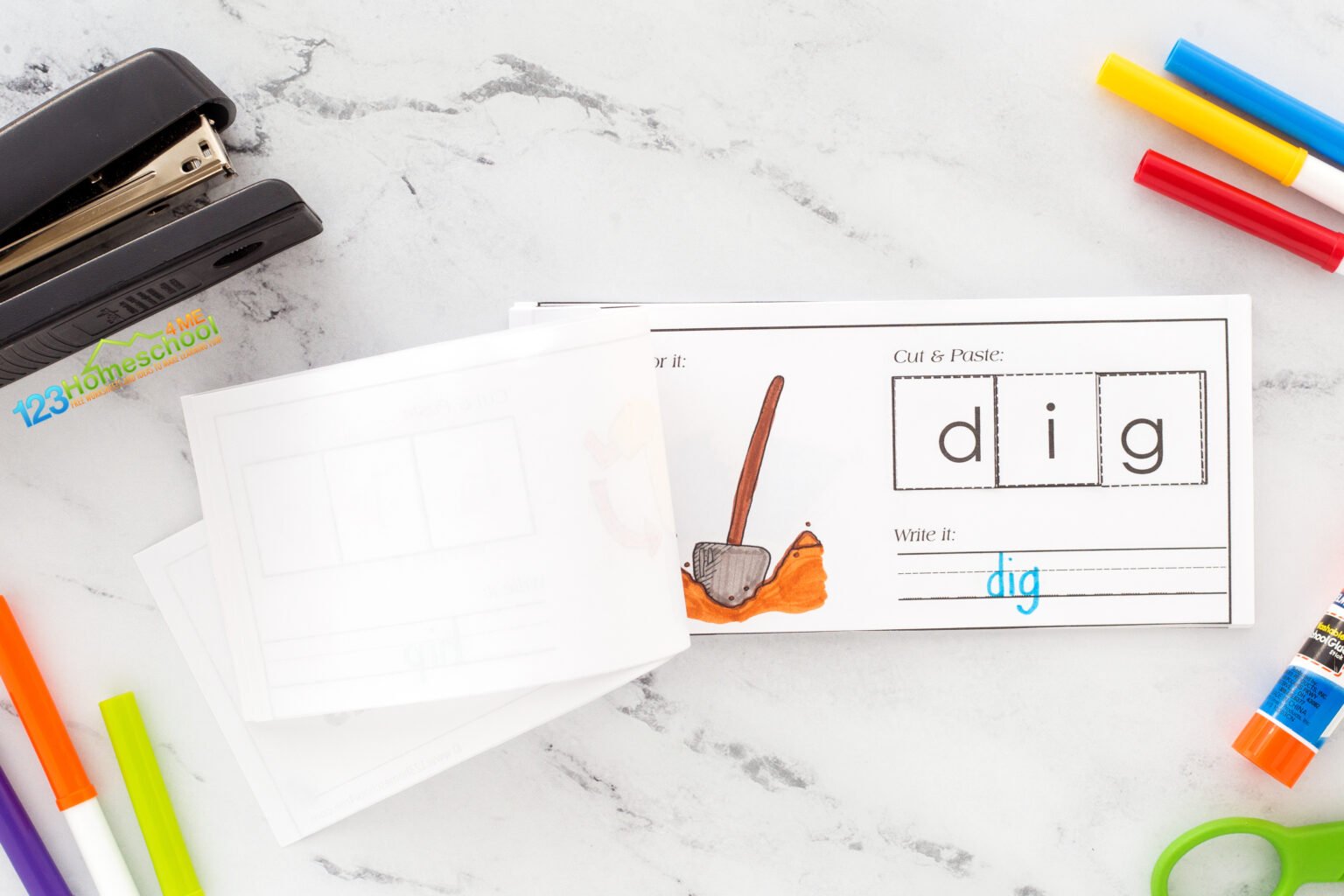 FREE Printable Short i CVC Words Cut and Paste Worksheets