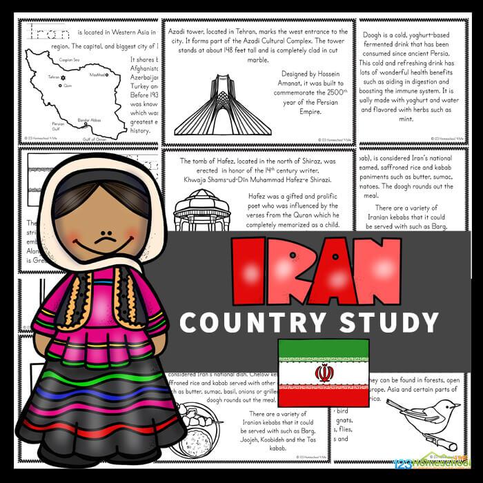 FREE Printable Iran for Kids Printable Mini-Book to Read, Color & Learn