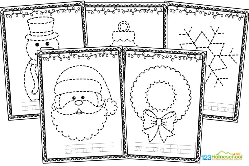 You will love that these free Christmas Worksheets require NO PREP! All the  tracing pages are in black and white to save you on printer ink costs. Simply print the blackline Christmas printables and you are ready for some Christmas fun!

Tracing pages included are:
wreath
Santa
snowman
candy cane
ornament
gingerbread man
Christmas tree
present
bow
light bulb
reindeer
holly
snowflake