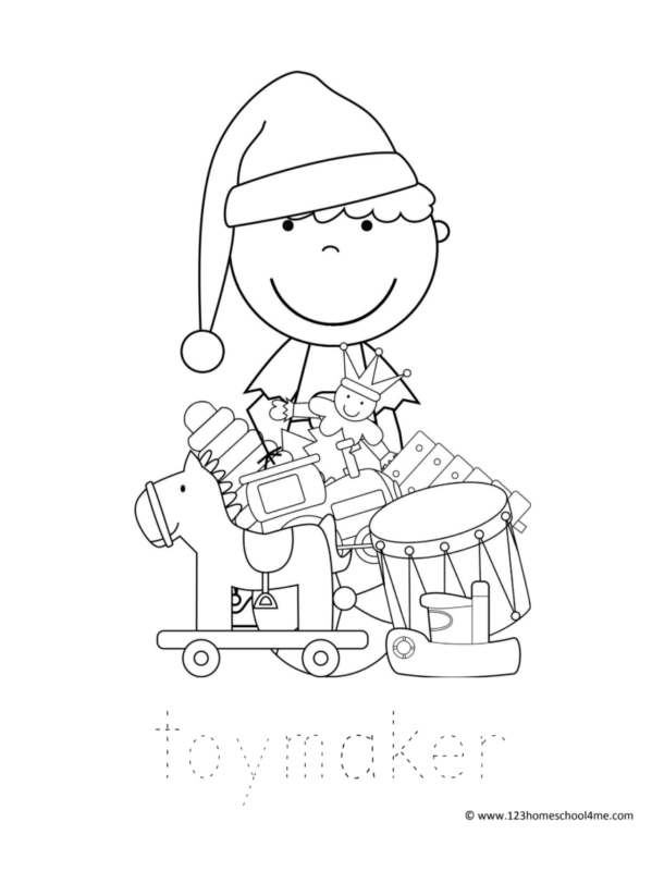 toy maker elf coloring page