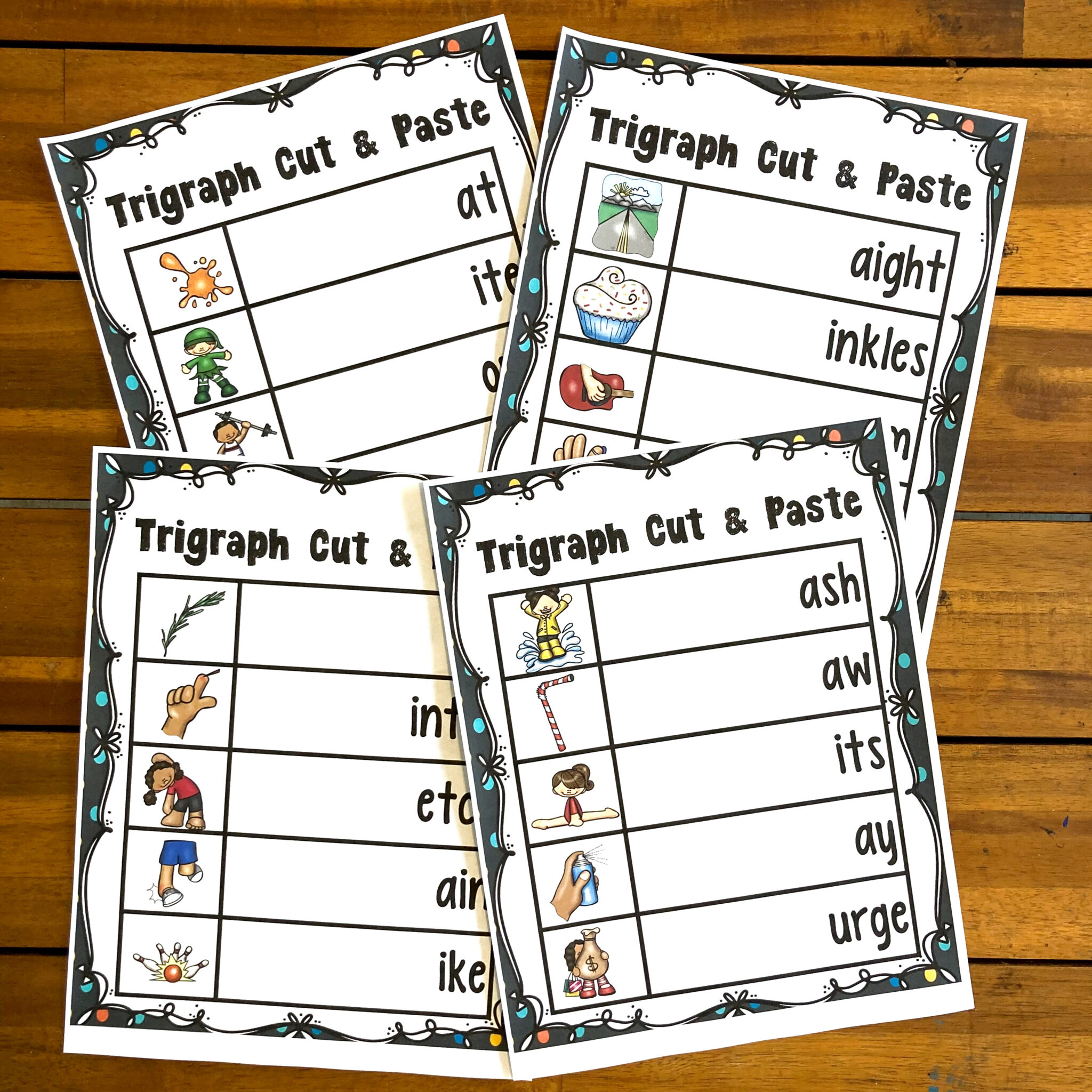FREE Printable Cut And Paste Trigraphs Worksheets