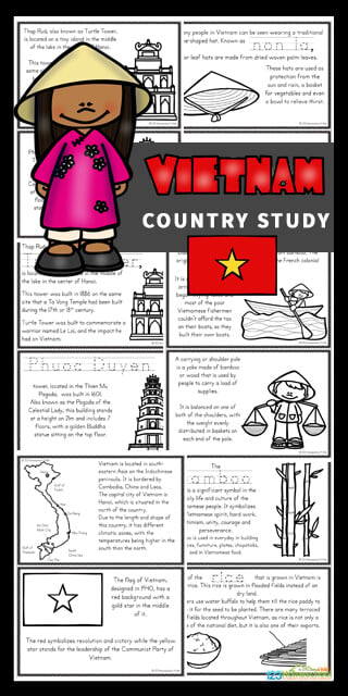 Free Vietnam For Kids for printable mini book to help elementary age kids learn about this country in Asia. Simply read, color, and learn about Vietnam as you learn about countries from around the world.