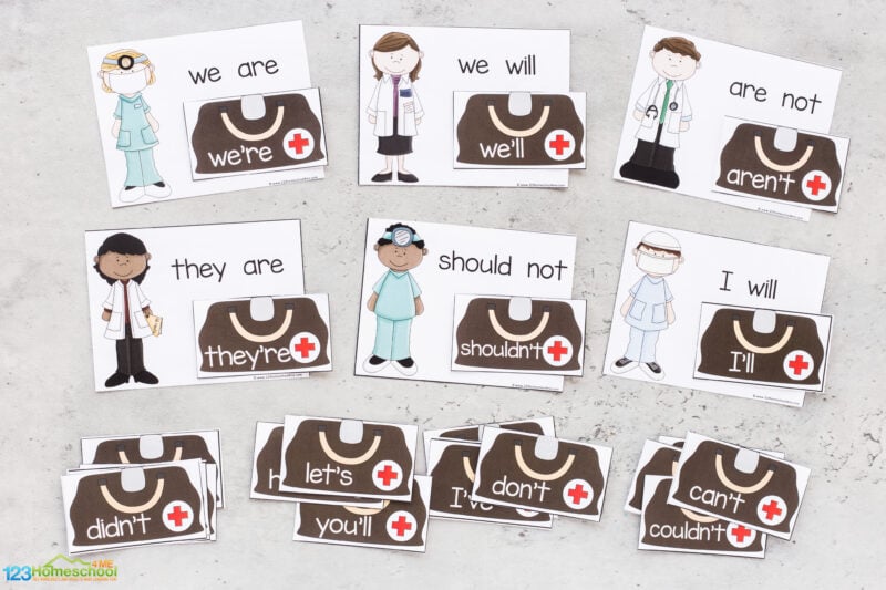 contractions matching game