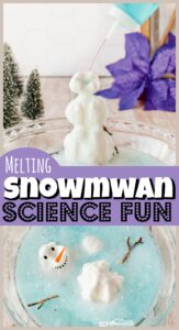 Kids will have fun with this melting snowman where they will melt the snowman using a fun winter science experiment. This snowman activity is perfect for toddler, preschool, pre-k, and kindergarten to sneak in a fun winter STEM activity where they will build a snowman and then melt it with snow science experiments observing simple chemistry for kids.
