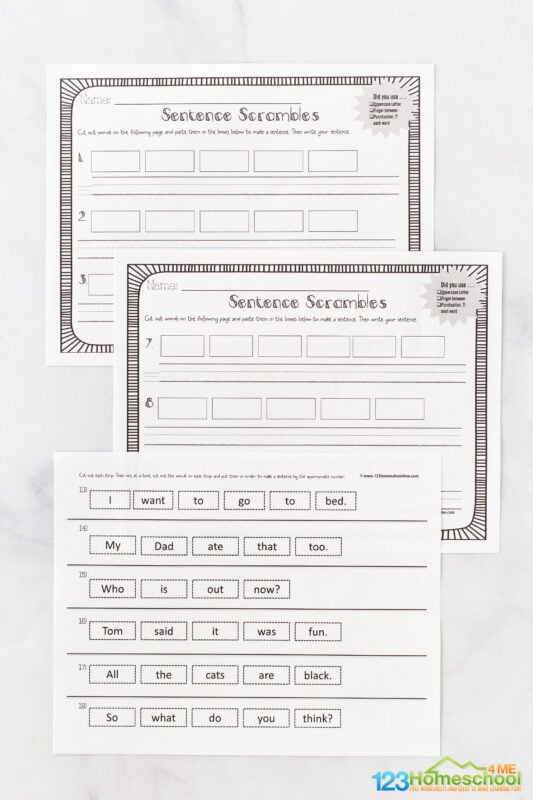 sentence scramble worksheet pdf