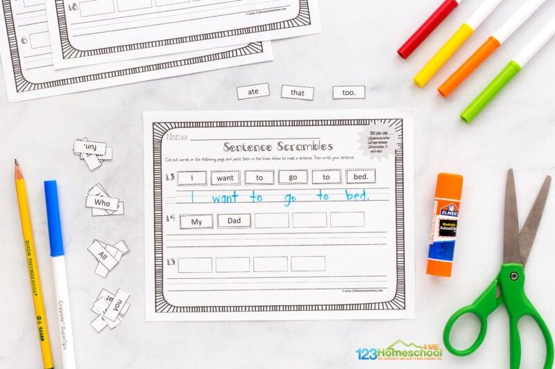 sentence scramble worksheets