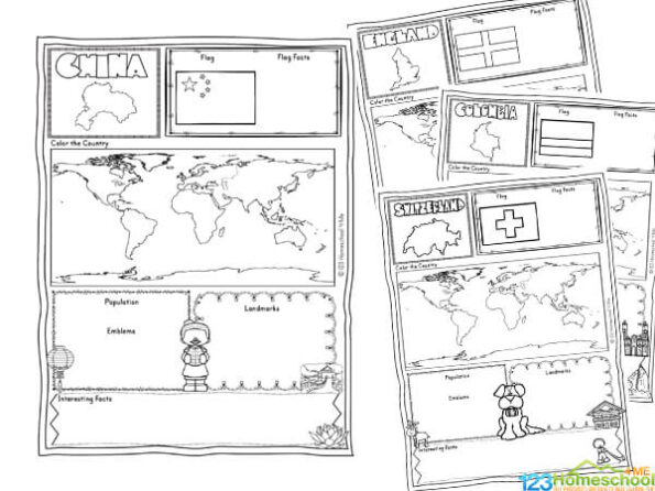 FREE FREE Printable Country Worksheets for Kids
