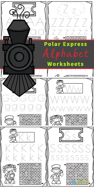 Help children practice their alphabet letters with these super cute, and FREE polar express worksheets. These polar express printables allow preschool, pre-k, and kindergarten to  practicing to identify both uppercase and lowercase letters with a festive letter find activity perfect for December. These fun, educational Christmas worksheets are a fun, engaging way to work on letter recognition this holiday season.