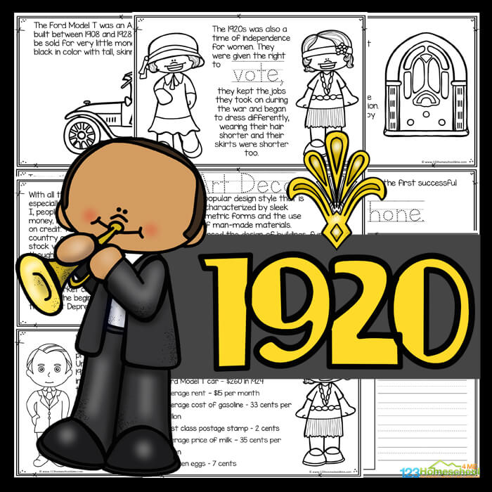 1920s for Kids – Printable Book to Read, Color, and Learn