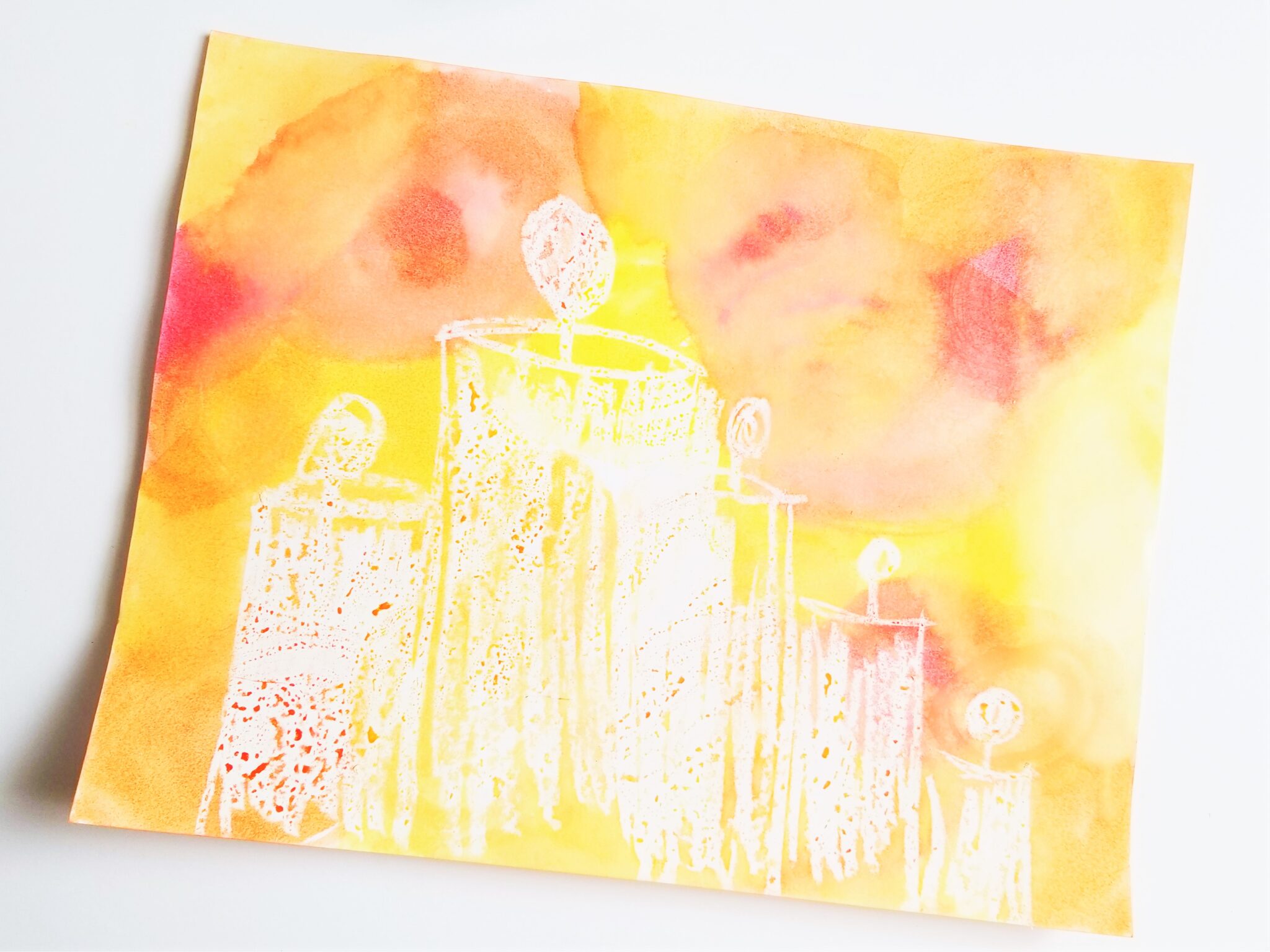 Winter Crayon Resist Art for Kids featuring beautiful Candle