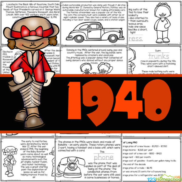 FREE Printable Life in the 1940s America for Kids Reader
