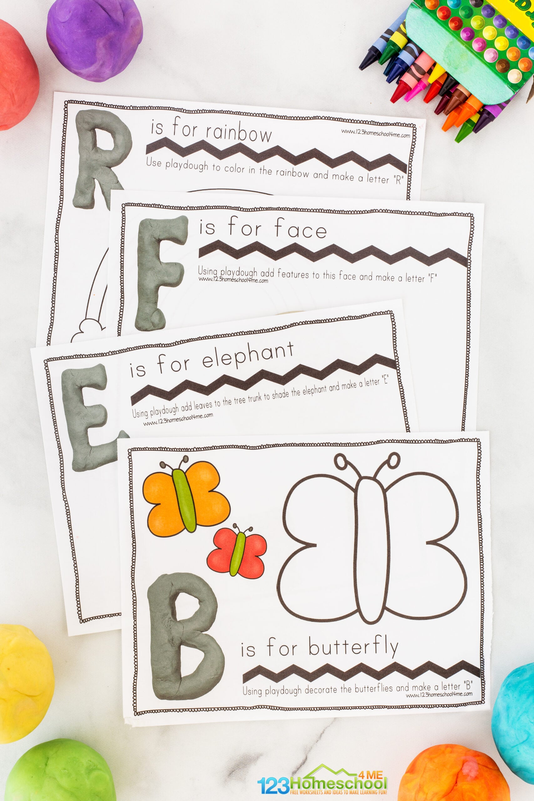 Free Printable A to Z Letter Playdough Mats
