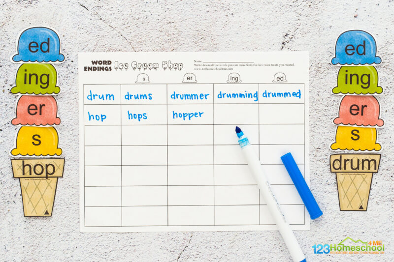 Word Endings Worksheets