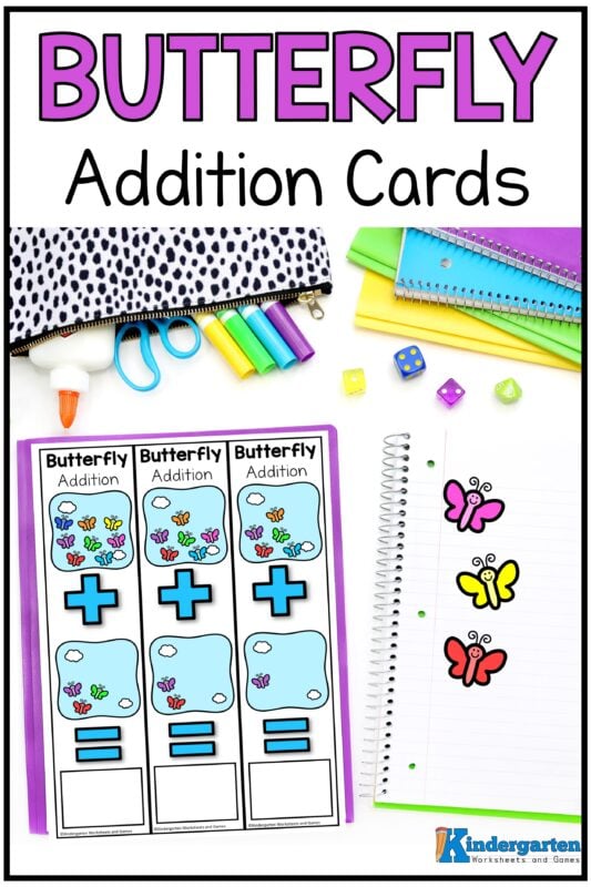 Are you looking for a fun spring or summer math activity for kindergarten? This super cute, free printable butterfly math is just what you are looking for! The handy butterfly math worksheet is perfect for getting practice addition with preschoolers and kindergartners as there are objects to count. Simply print the free butterfly worksheet and you are ready to play and learn!