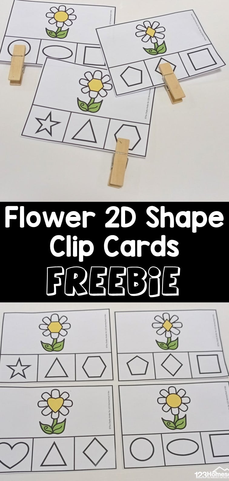  FREE FREE Flower 2D Shape Printable Clip Cards Activity