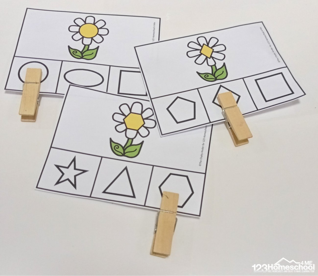 FREE Flower 2D Shape Printable Clip Cards Activity