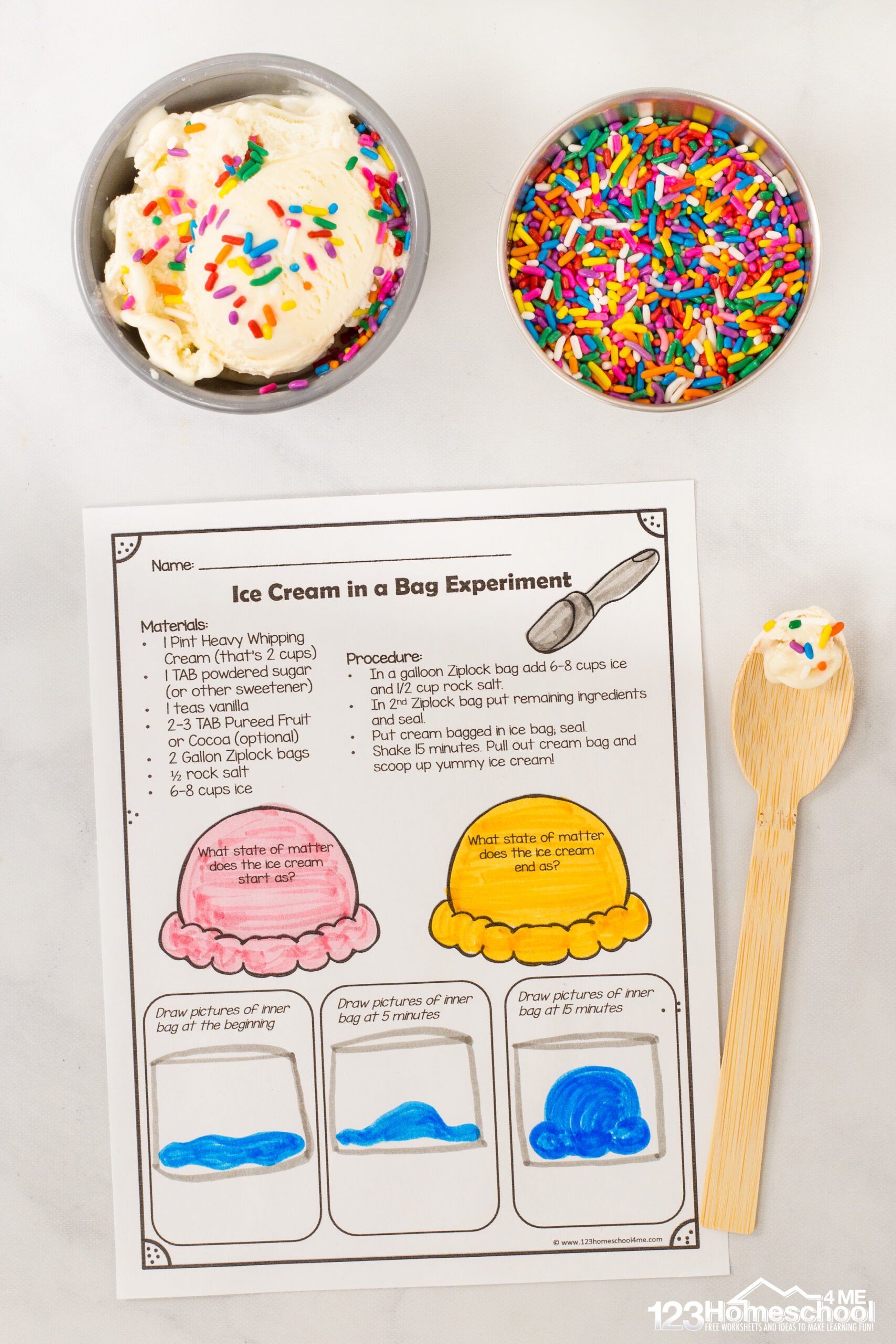 How to Make Ice Cream in a Bag w/ Science Experiment Worksheet pdf