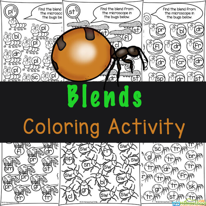 FREE Printable Bug Color by Blend Worksheets for Kids