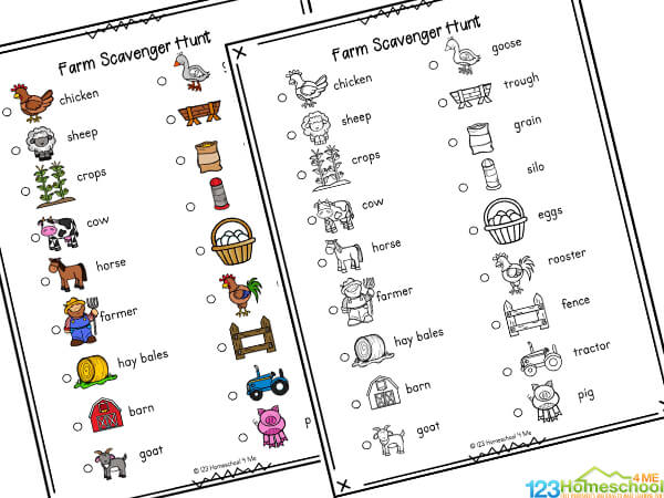 farm animal scavenger hunt